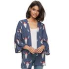 Juniors' Pink Republic Printed Open-front Kimono, Teens, Size: Small, Blue (navy)