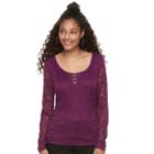 Juniors' Candie's® Criss-cross Lace Top, Size: Xl, Purple