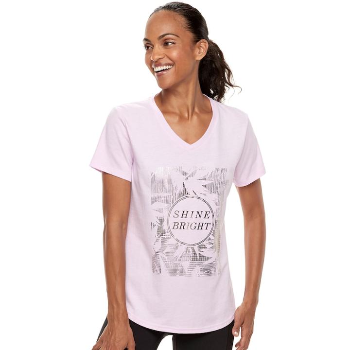 Women's Tek Gear&reg; Dry-tek V-neck Tee, Size: Large, Lt Purple
