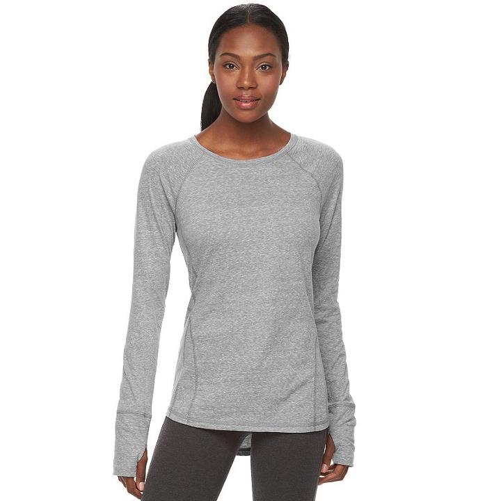 Women's Tek Gear&reg; Raglan Layering Tee, Size: Xl, Med Grey