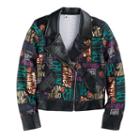 Disney D-signed Descendants 2 Girls 7-16 Foil Printed Text Moto Jacket, Size: Medium, Ovrfl Oth