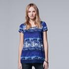 Women's Simply Vera Vera Wang Crinkle Tee, Size: Large, Dark Blue