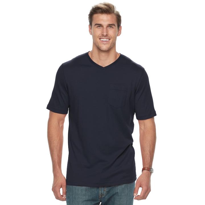 Big & Tall Croft & Barrow&reg; Classic-fit Easy-care V-neck Pocket Tee, Men's, Size: Xxl Tall, Blue