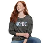 Juniors' Ac/dc Burnout Top, Teens, Size: Xl, Grey