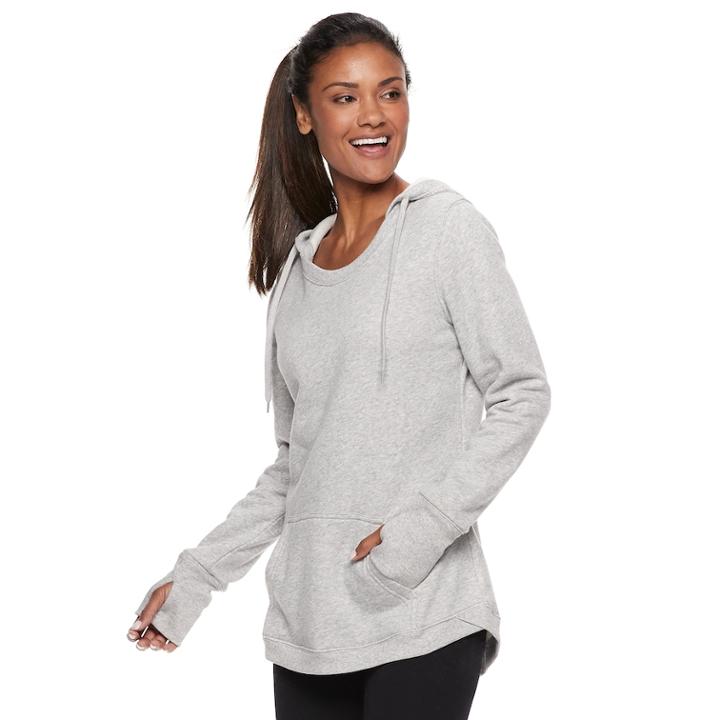 Women's Tek Gear&reg; Thumb Hole Hoodie, Size: Large, Light Grey