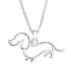 Silver Plated Dachshund Pendant Necklace, Women's, Size: 17, Grey