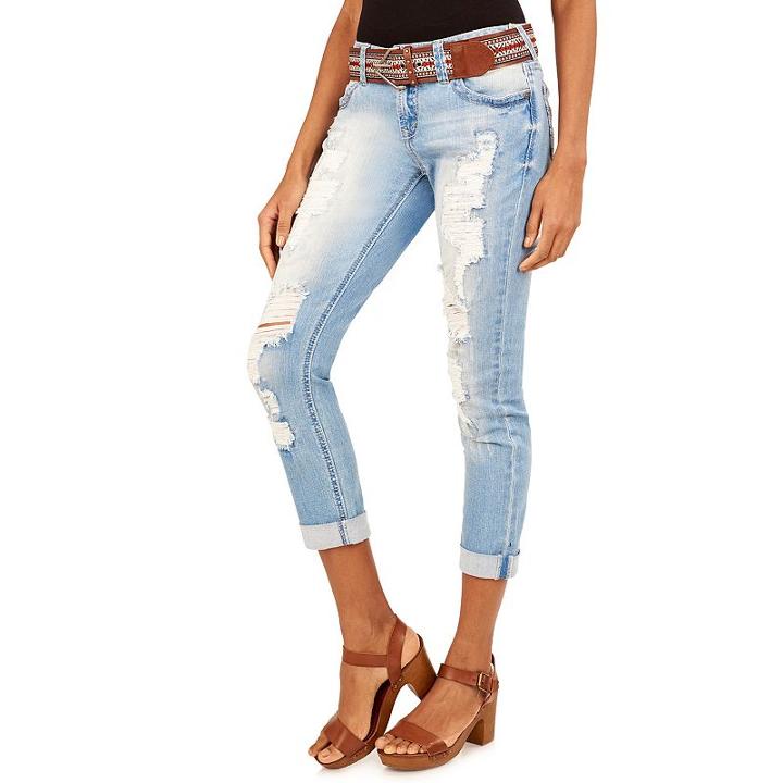 Juniors' Wallflower Ripped Denim Capris, Girl's, Size: 9, Med Yellow