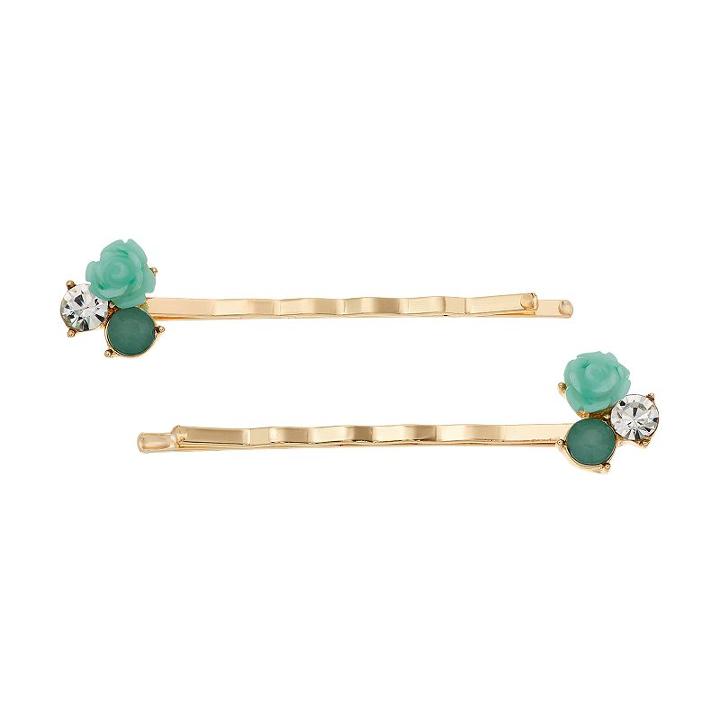 Lc Lauren Conrad 2-pc. Green Rosette Bobby Pin Set, Women's