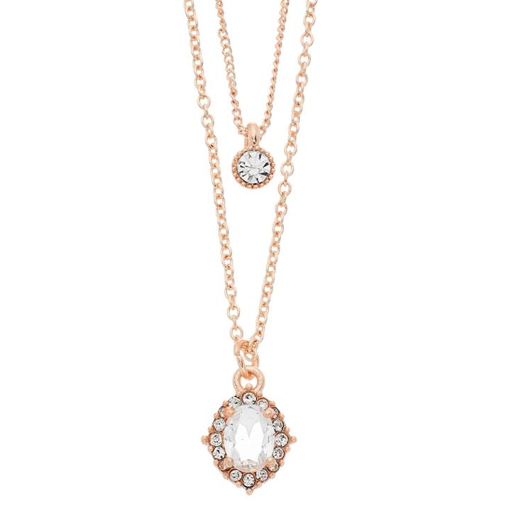 Lc Lauren Conrad Simulated Crystal Layered Necklace, Women's, Light Red