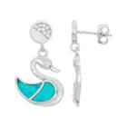 Lab-created Blue Opal & Cubic Zirconia Sterling Silver Swan Drop Earrings, Women's