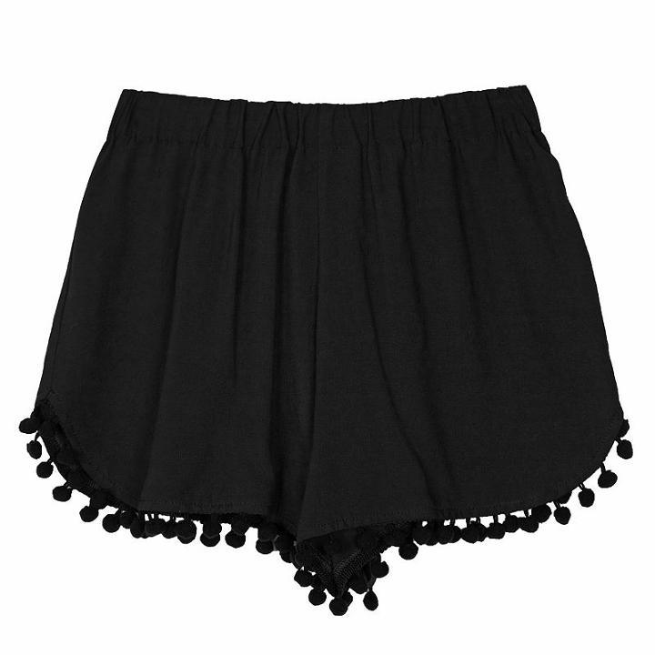 Girls 7-16 Iz Amy Byer Pom-pom Trim Solid Shorts, Girl's, Size: Small, Black