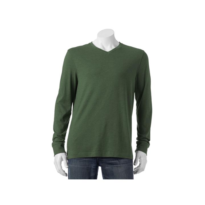 Big & Tall Croft & Barrow&reg; Classic-fit Easy-care V-neck Tee, Men's, Size: 3xl Tall, Dark Green