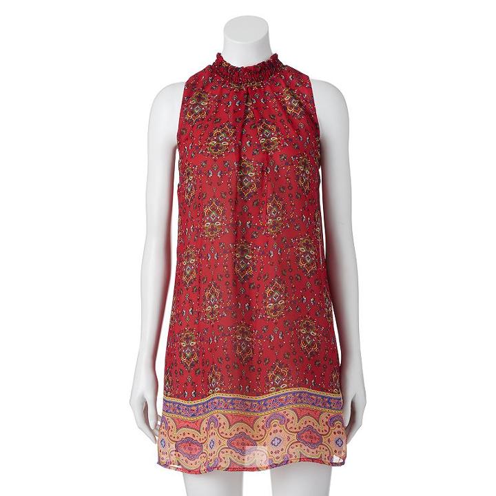 Juniors' Speechless Mockneck Shift Dress, Girl's, Size: Large, Dark Red