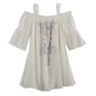 Girls 7-16 My Michelle Off Shoulder Bell Sleeve Printed Top, Size: 14, White Oth