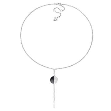 V19.69 Italia Two Tone Sterling Silver Moonlight Drop Necklace, Women's, Size: 18, Grey