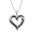 Sterling Silver 1/4-ct. T.w. Black And White Diamond Heart Pendant, Women's