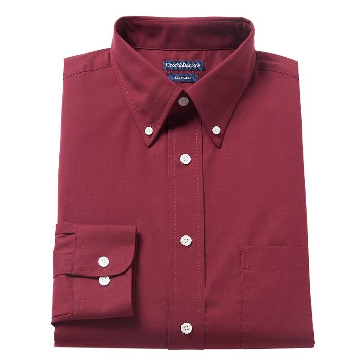 Big & Tall Croft & Barrow&reg; Solid Easy-care Button-down Collar Dress Shirt, Men's, Size: 18.5 36/7b, Red