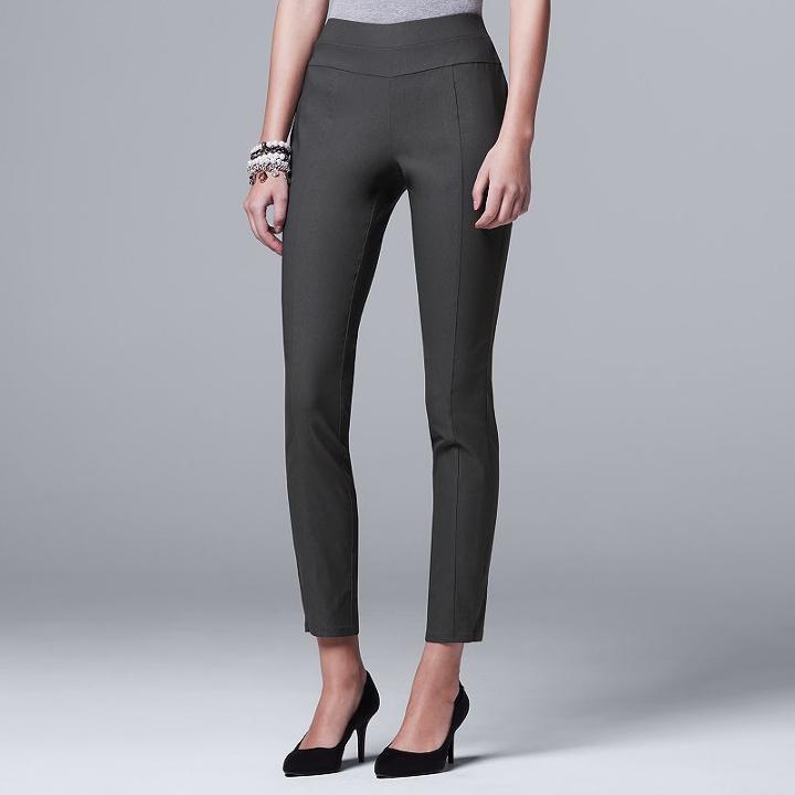 Women's Simply Vera Vera Wang Modern Fit Skinny Ankle Pants, Size: M Short, Grey (charcoal)
