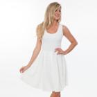 Women's White Mark Pleated Fit & Flare Dress, Size: Large, White Oth