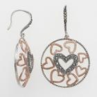 Lavish By Tjm 14k Rose Gold Over Silver And Sterling Silver Heart Openwork Drop Earrings - Made With Swarovski Marcasite, Women's, Grey