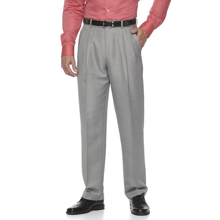 Men's Croft & Barrow&reg; Essential Classic-fit Pleated Dress Pants, Size: 33x32, Grey