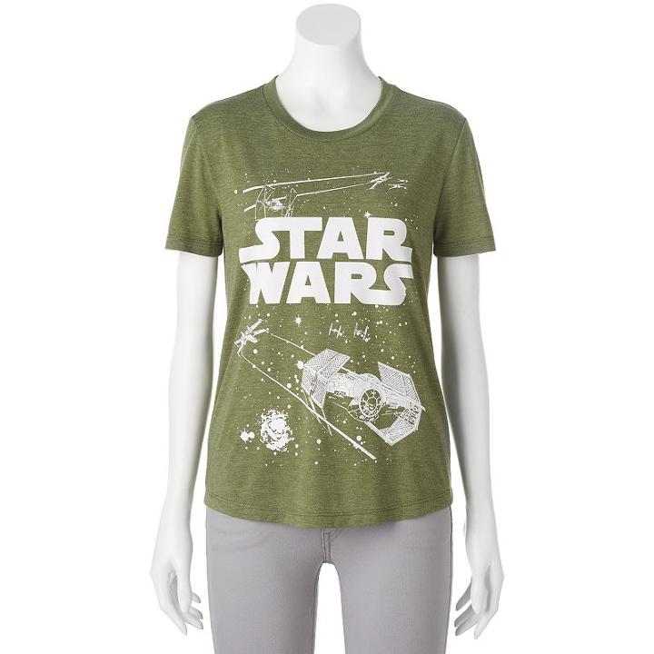 Juniors' Star Wars Fight Scene High-low Graphic Tee, Teens, Size: Medium, Green Oth