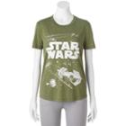 Juniors' Star Wars Fight Scene High-low Graphic Tee, Teens, Size: Medium, Green Oth