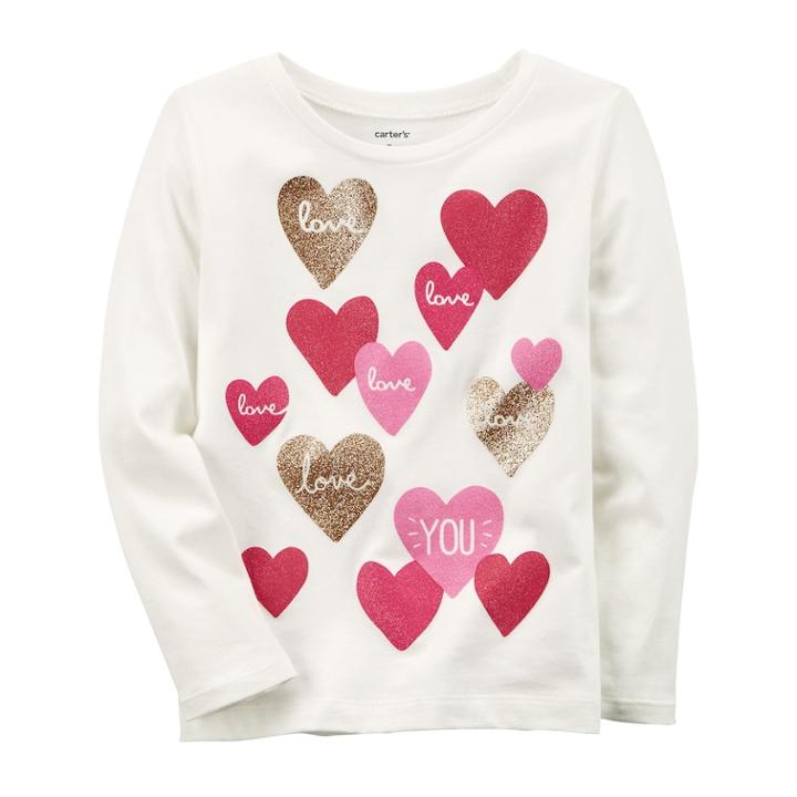 Girls 4-8 Carter's Heart Tee, Size: 6-6x, White