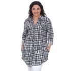 Plus Size White Mark Plaid Flannel Tunic, Women's, Size: 1xl