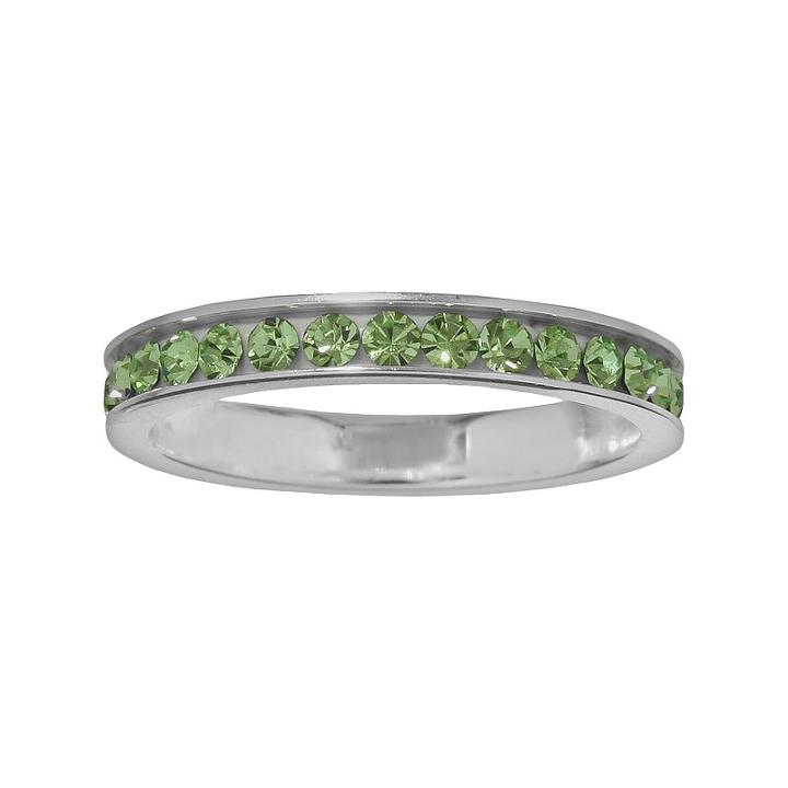 Sterling Silver Green Crystal Ring, Women's, Size: 7