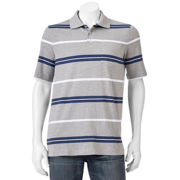 Men's Croft & Barrow&reg; Signature Striped Polo, Size: Large, Med Grey