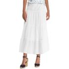 Women's Chaps Tiered A-line Maxi Skirt, Size: Small, White