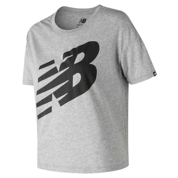 Women's New Balance Essential Track Club Graphic Tee, Size: Large, Light Grey