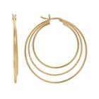 14k Gold-plated Twist Triple Hoop Earrings, Women's, Gold