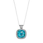 Sterling Silver Simulated Turquoise Square Pendant Necklace, Women's, Size: 18, Blue