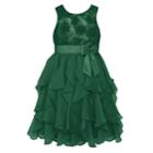 Girls 7-16 & Plus Size American Princess Floral Sequin Soutache Ruffle Dress, Size: 10, Dark Green
