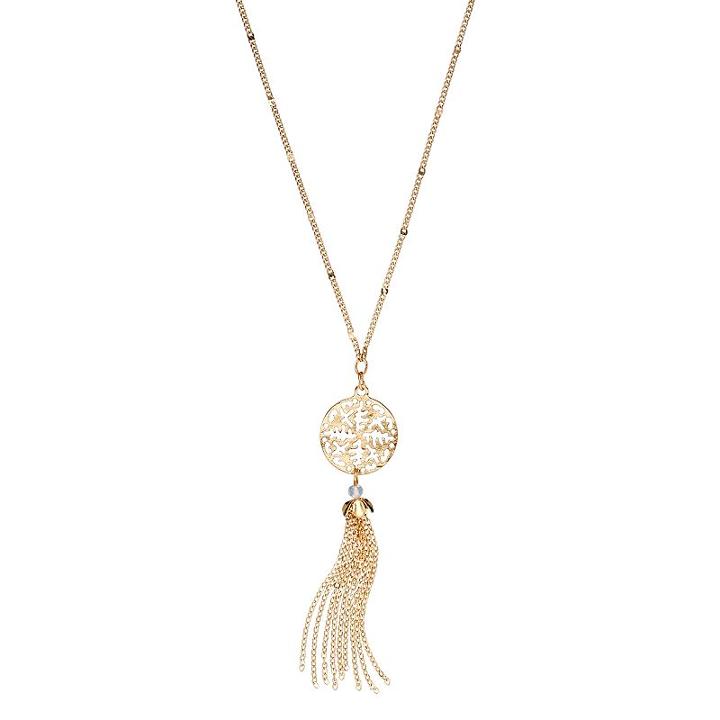 Lc Lauren Conrad Long Tassel Openwork Disc Y Necklace, Women's, White