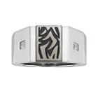 Axl By Triton Stainless Steel Diamond Accent Tattoo Ring - Men, Size: 11, Black
