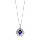 Radiant Gem Sterling Silver Lab-created Sapphire & Diamond Accent Oval Pendant, Women's, Size: 18, Blue