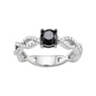 Sterling Silver 1 Carat T.w. Black & White Diamond Twist Engagement Ring, Women's, Size: 7