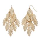 Textured Leaf Cluster Kite Earrings, Women's, Gold