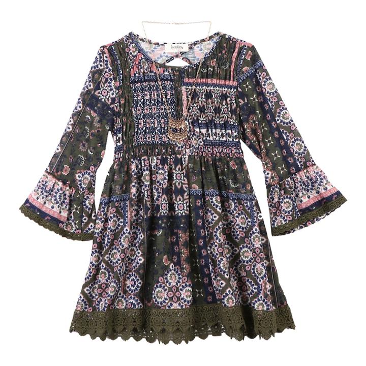 Girls 7-16 Iz Amy Byer Ruched Bodice Back Cutout Tunic With Necklace, Size: Medium, Orange