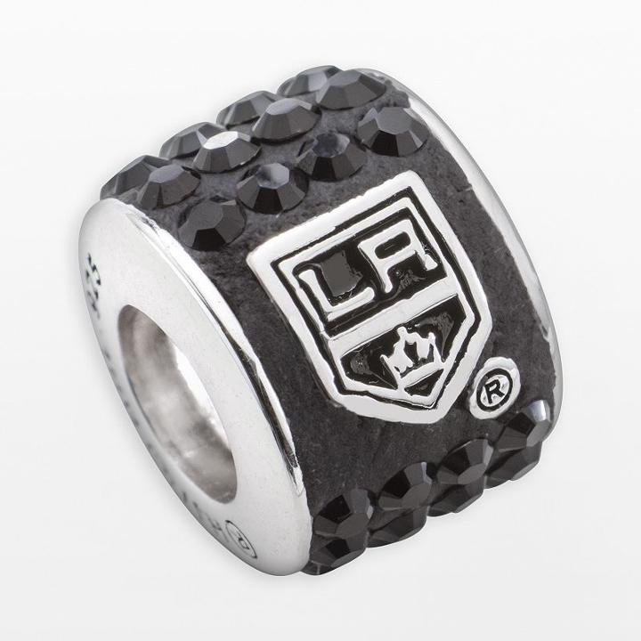 Logoart Los Angeles Kings Sterling Silver Crystal Logo Bead - Made With Swarovski Crystals, Women's, Black