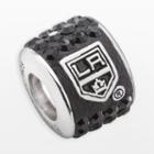 Logoart Los Angeles Kings Sterling Silver Crystal Logo Bead - Made With Swarovski Crystals, Women's, Black