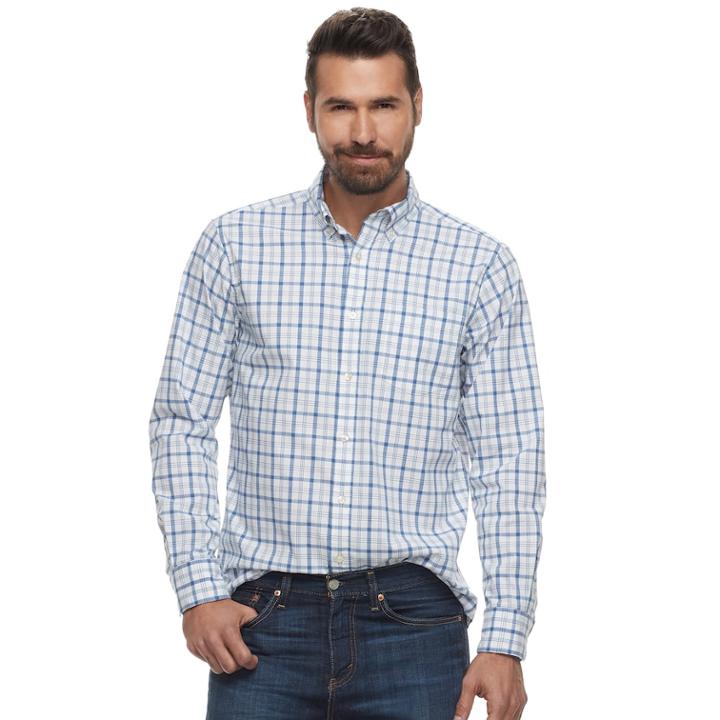 Men's Sonoma Goods For Life&trade; Flexwear Modern-fit Stretch Poplin Button-down Shirt, Size: Large, White