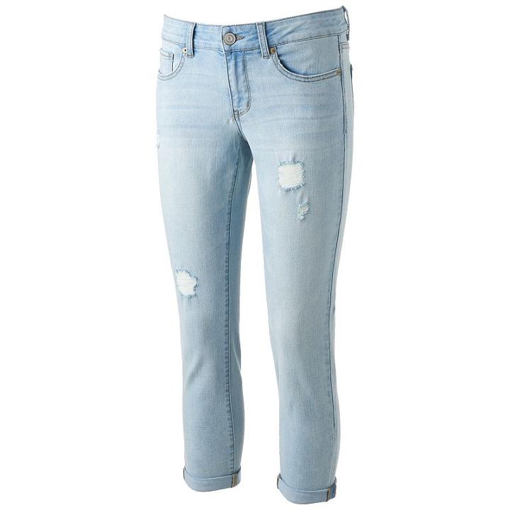 Juniors' So&reg; Low Rise Crop Jeggings, Teens, Size: 3, Light Blue