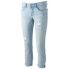 Juniors' So&reg; Low Rise Crop Jeggings, Teens, Size: 3, Light Blue