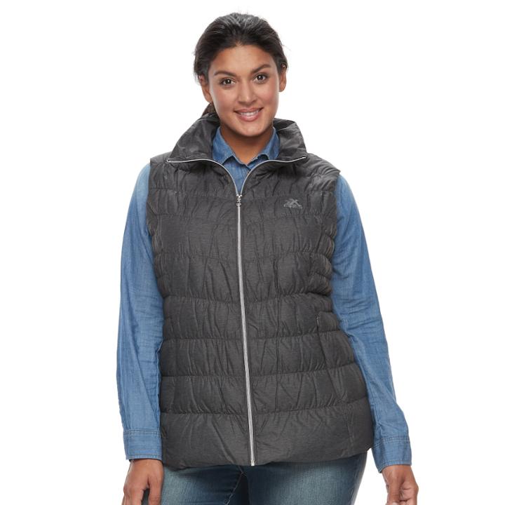Plus Size Zeroxposur Chris Hooded Sweater Down Vest, Women's, Size: 3xl, Grey (heather)