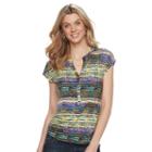 Women's Dana Buchman Printed Splitneck Top, Size: Xs, Brt Yellow