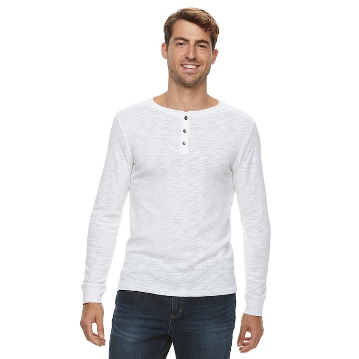 Men's Apt. 9&reg; Soft Touch Slubbed Henley, Size: Xl, White